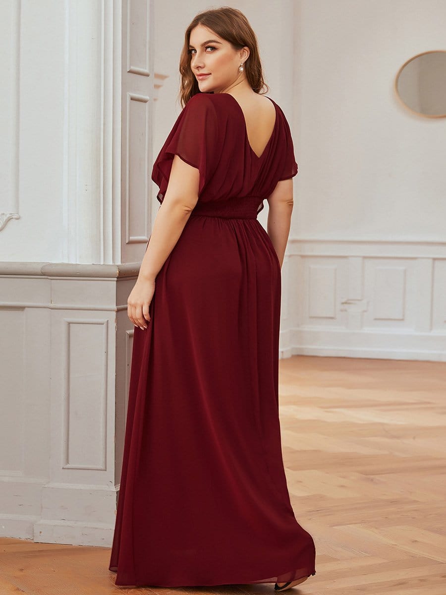 Größe Nach Maß Frauen A-Line Empire Taille Abendkleid 07851 #Farbe_Burgundy