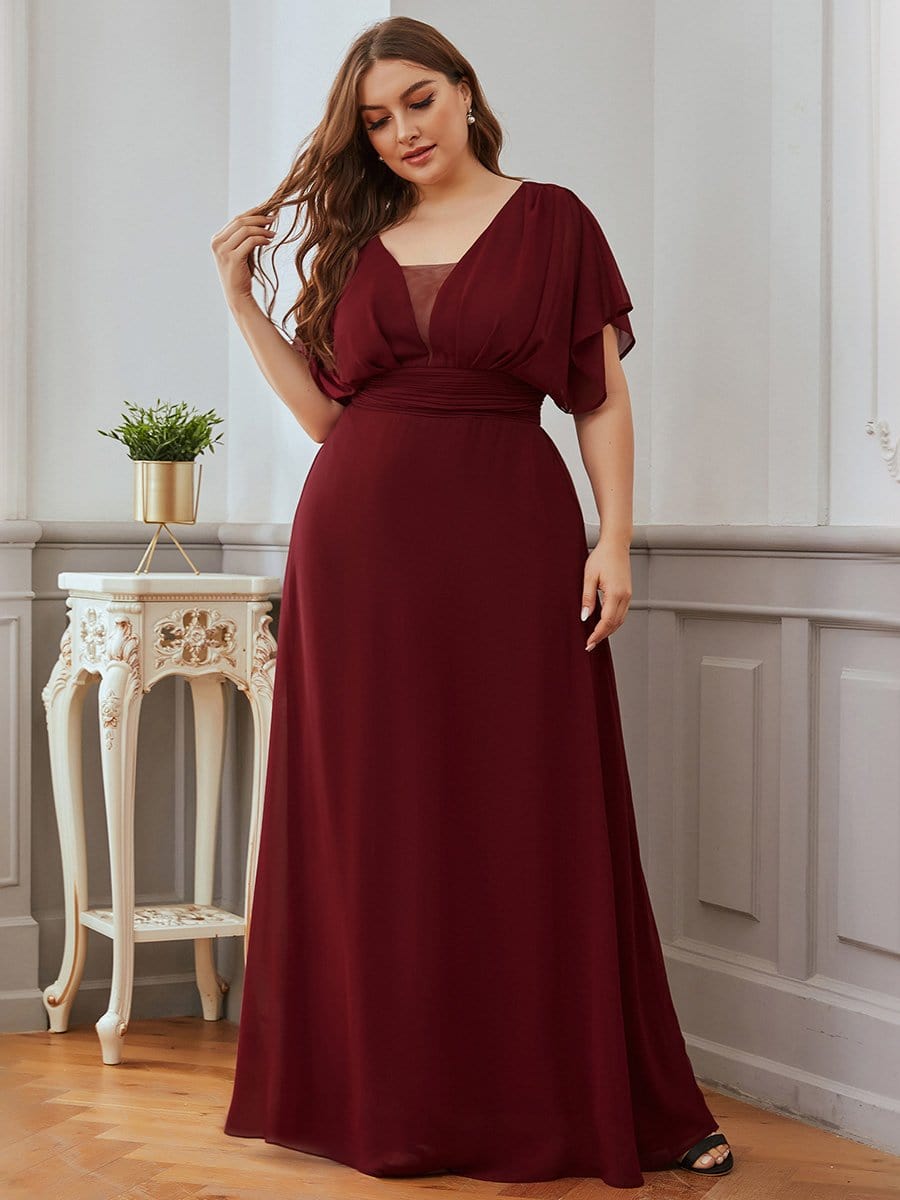 Größe Nach Maß Frauen A-Line Empire Taille Abendkleid 07851 #Farbe_Burgundy