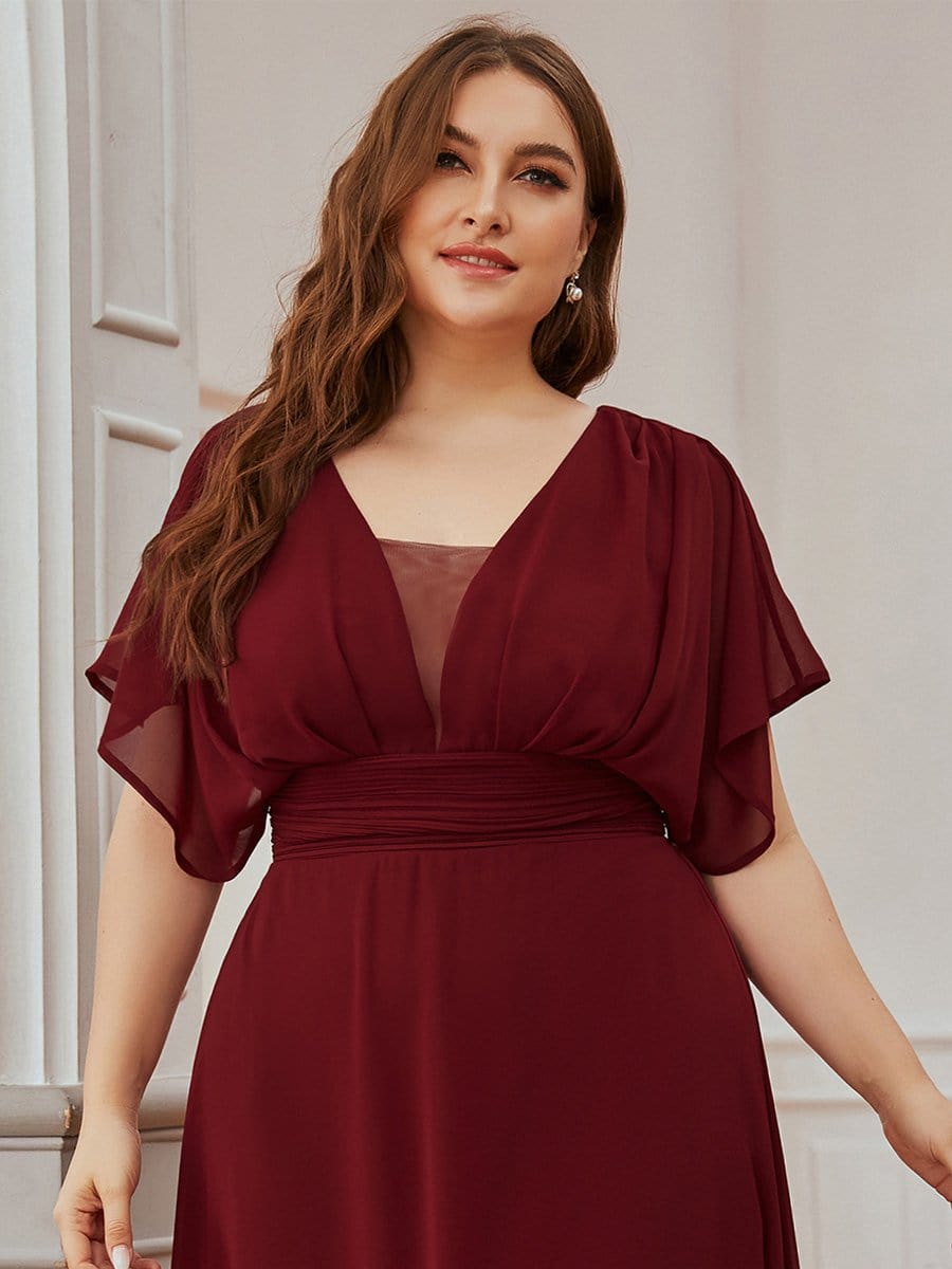 Größe Nach Maß Frauen A-Line Empire Taille Abendkleid 07851 #Farbe_Burgundy