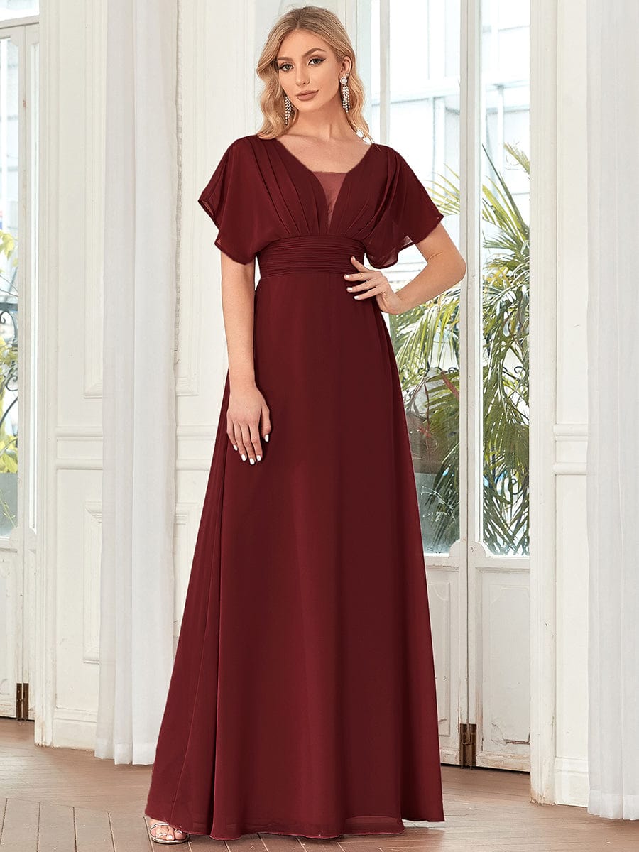 Größe Nach Maß Frauen A-Line Empire Taille Abendkleid 07851 #Farbe_Burgundy