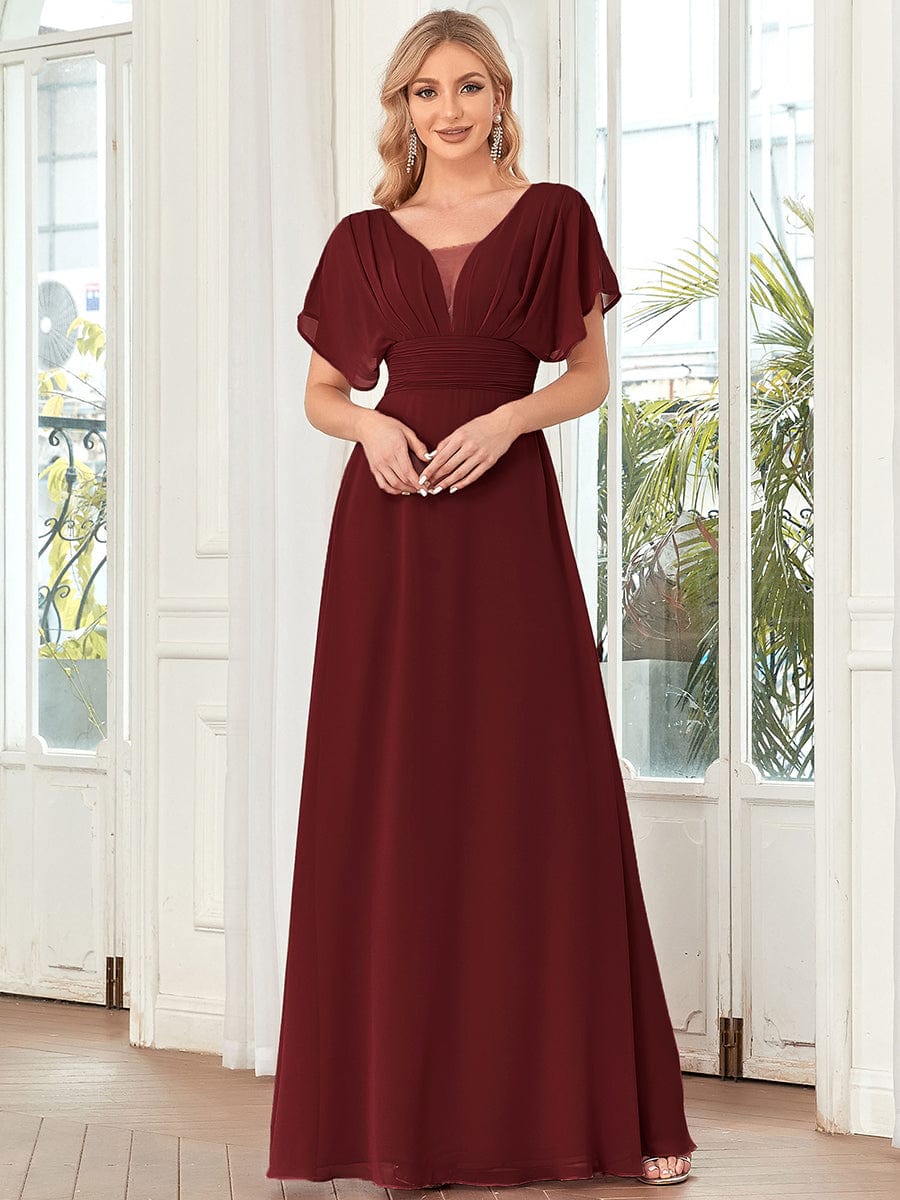 Größe Nach Maß Frauen A-Line Empire Taille Abendkleid 07851 #Farbe_Burgundy