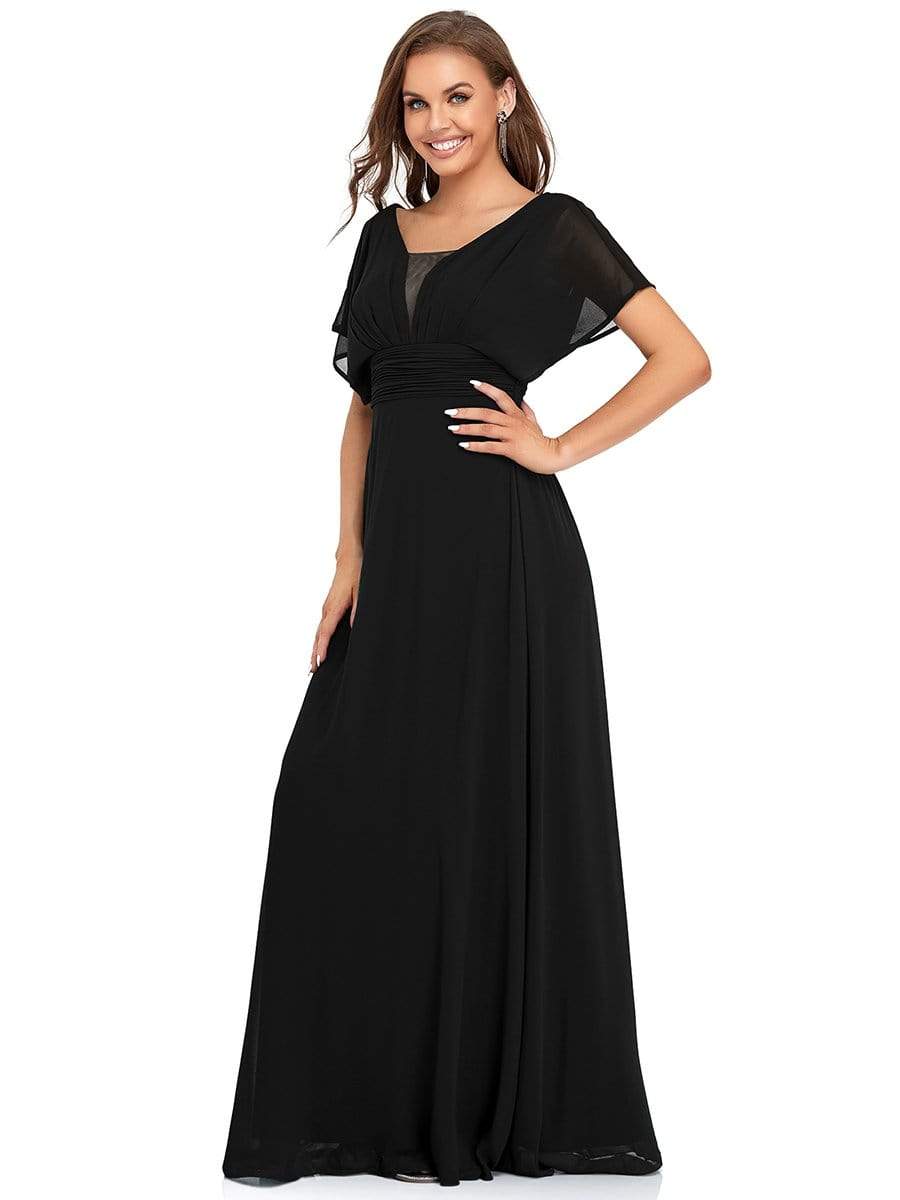 Größe Nach Maß Frauen A-Line Empire Taille Abendkleid 07851 #Farbe_Schwarz