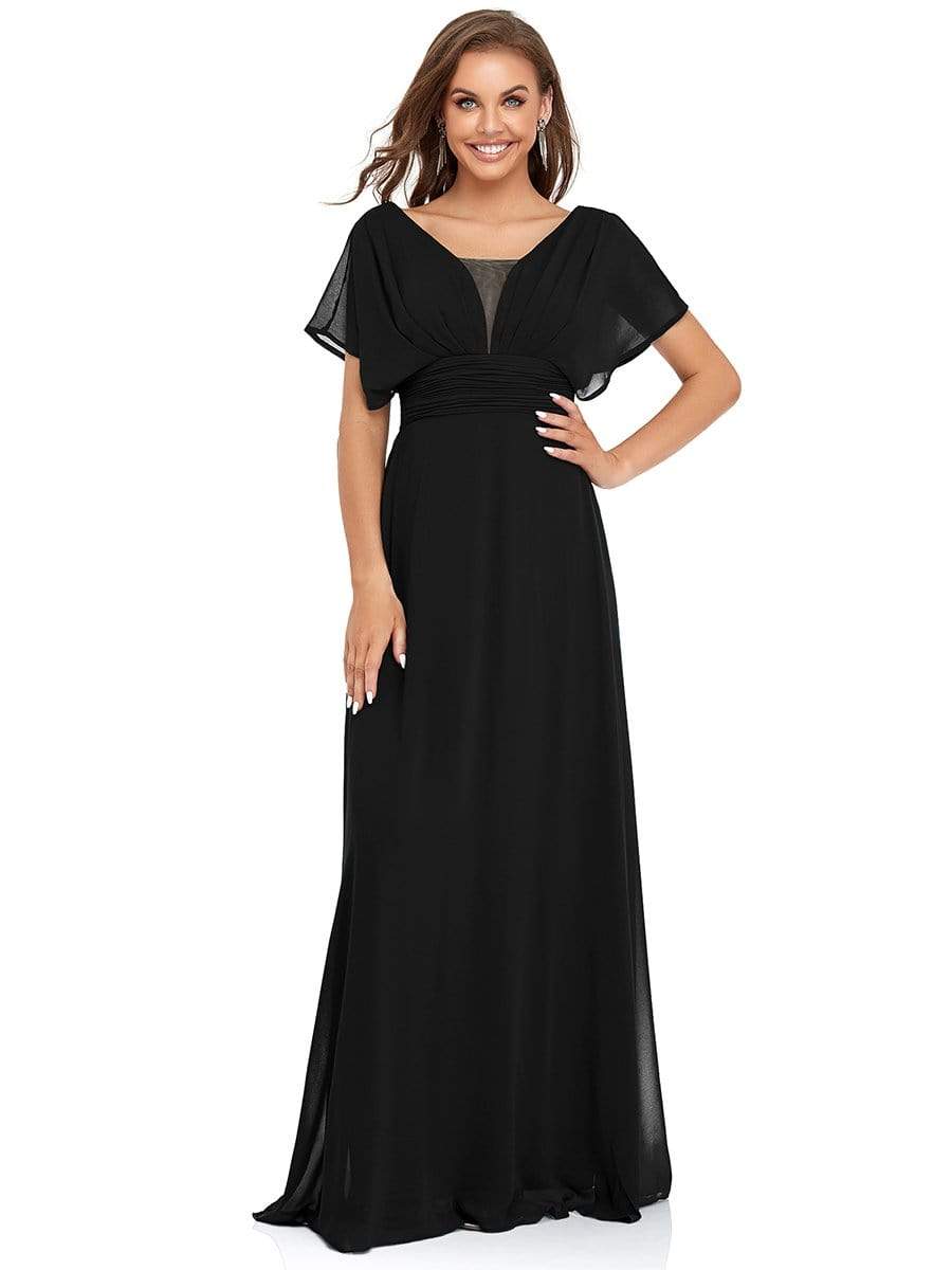 Größe Nach Maß Frauen A-Line Empire Taille Abendkleid 07851 #Farbe_Schwarz