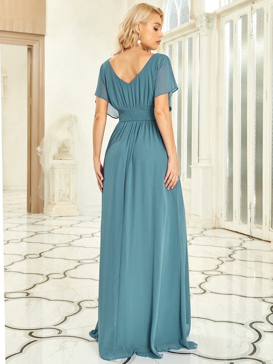 Größe Nach Maß Frauen A-Line Empire Taille Abendkleid 07851 #Farbe_Dusty Blau