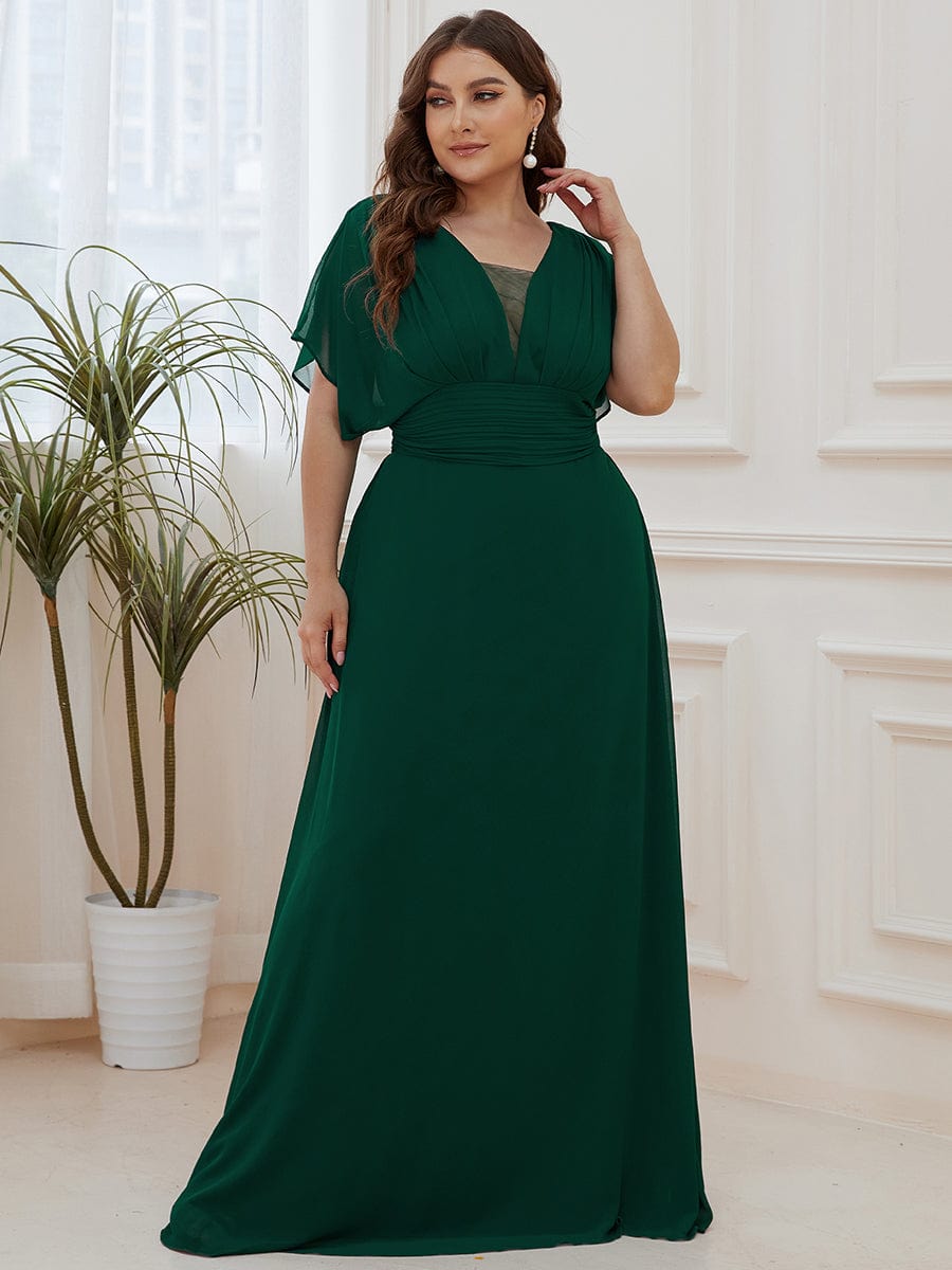 Größe Nach Maß Frauen A-Line Empire Taille Abendkleid 07851 #Farbe_Dunkel Gruen