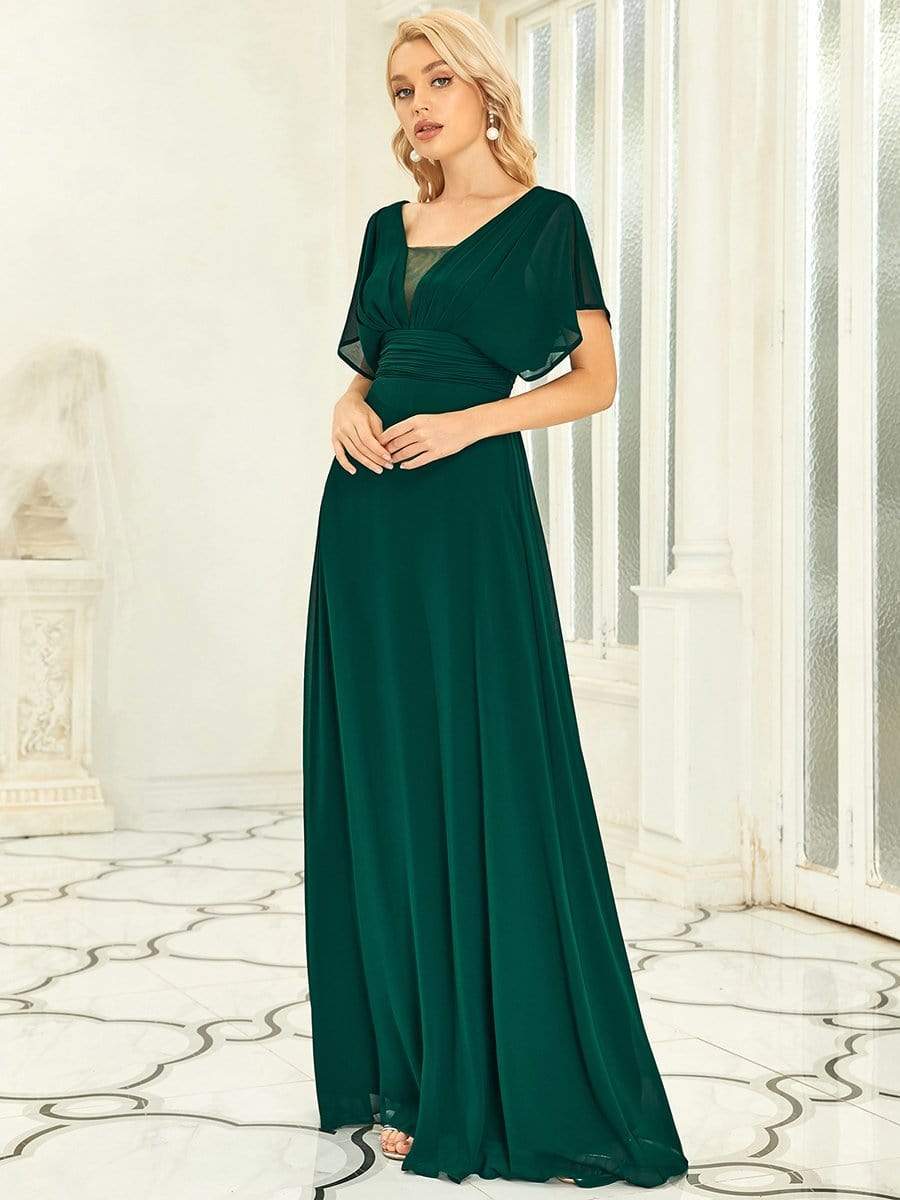 Größe Nach Maß Frauen A-Line Empire Taille Abendkleid 07851 #Farbe_Dunkel Gruen