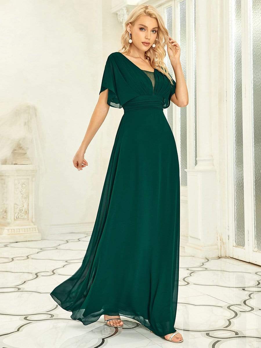 Größe Nach Maß Frauen A-Line Empire Taille Abendkleid 07851 #Farbe_Dunkel Gruen