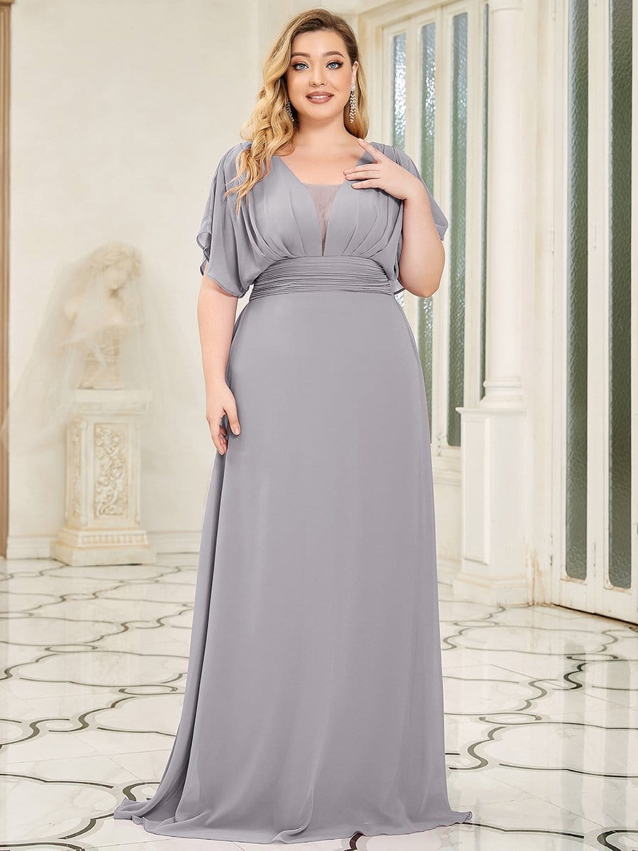 Größe Nach Maß Frauen A-Line Empire Taille Abendkleid 07851 #Farbe_Grau