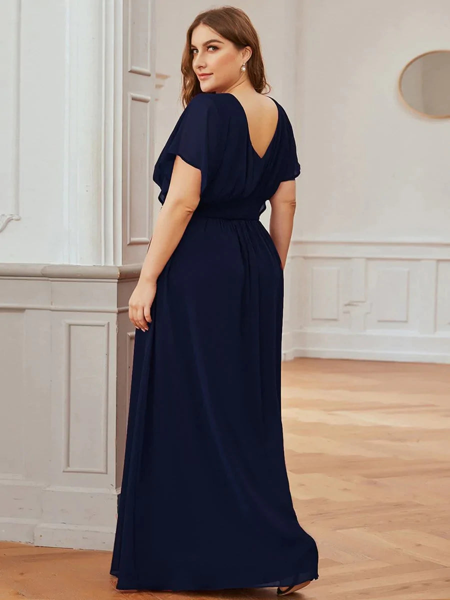 Größe Nach Maß Frauen A-Line Empire Taille Abendkleid 07851 #Farbe_Navy Blau