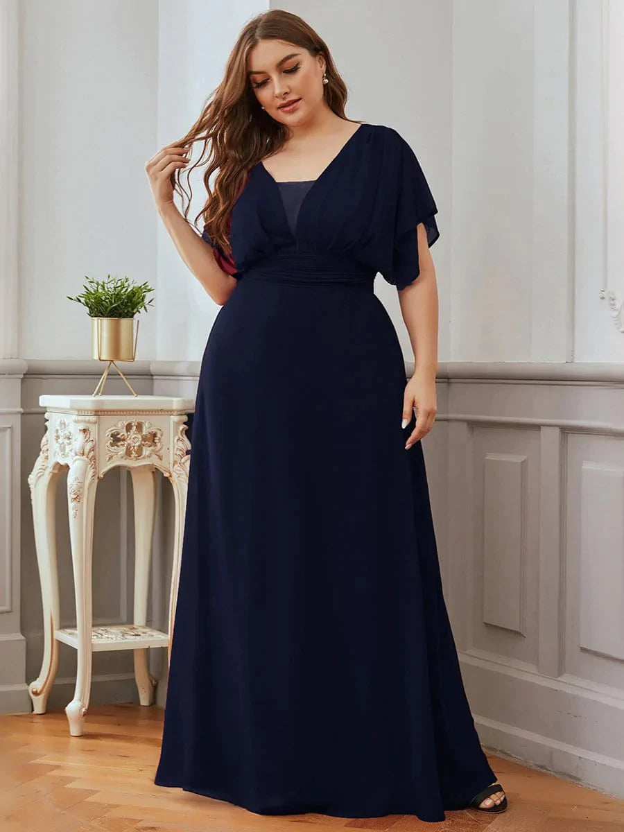 Größe Nach Maß Frauen A-Line Empire Taille Abendkleid 07851 #Farbe_Navy Blau