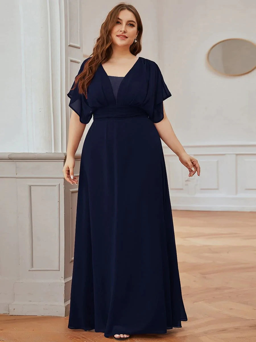 Größe Nach Maß Frauen A-Line Empire Taille Abendkleid 07851 #Farbe_Navy Blau