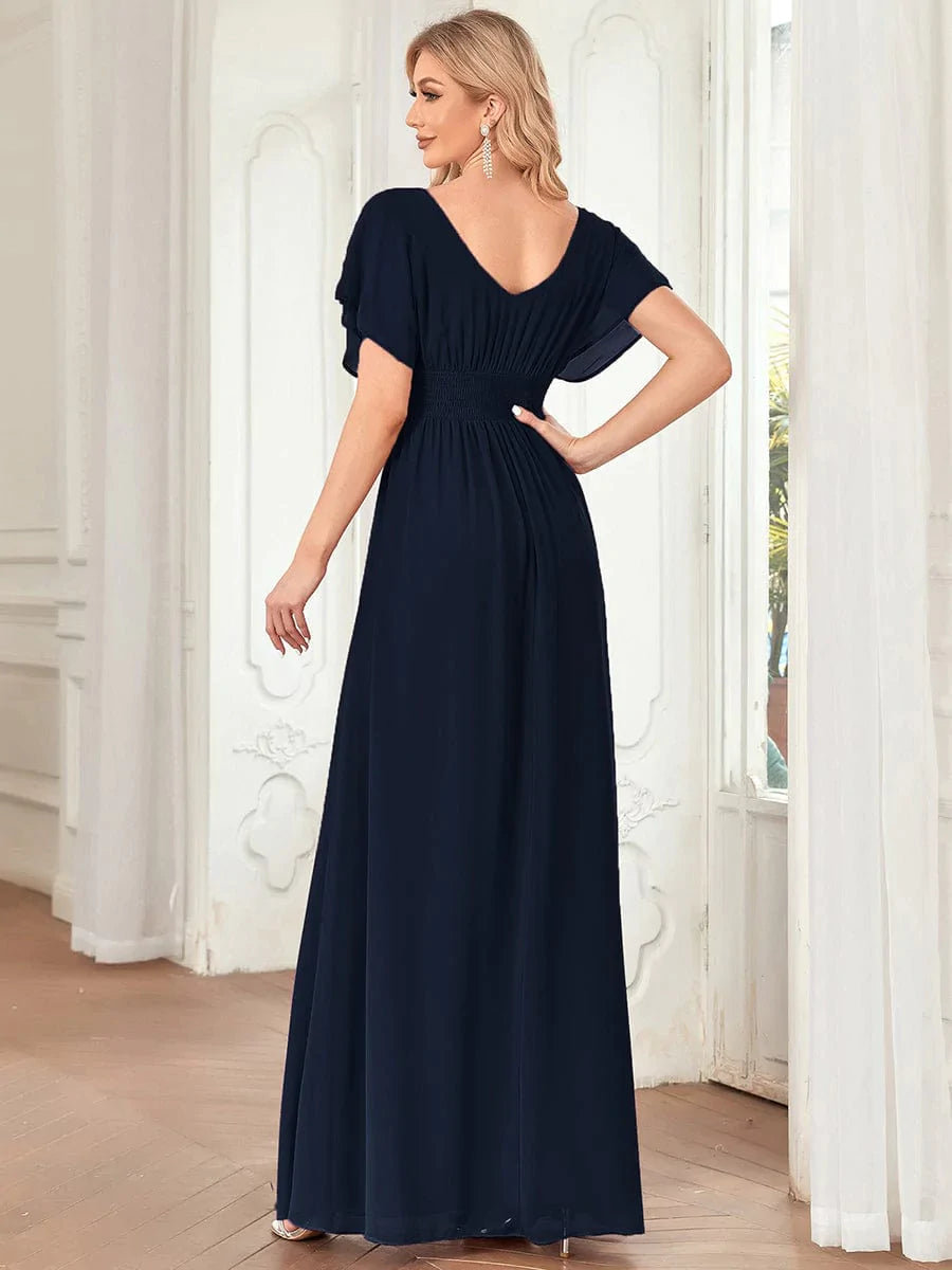 Größe Nach Maß Frauen A-Line Empire Taille Abendkleid 07851 #Farbe_Navy Blau