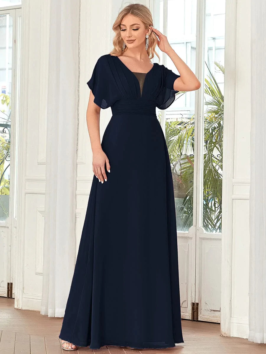 Größe Nach Maß Frauen A-Line Empire Taille Abendkleid 07851 #Farbe_Navy Blau