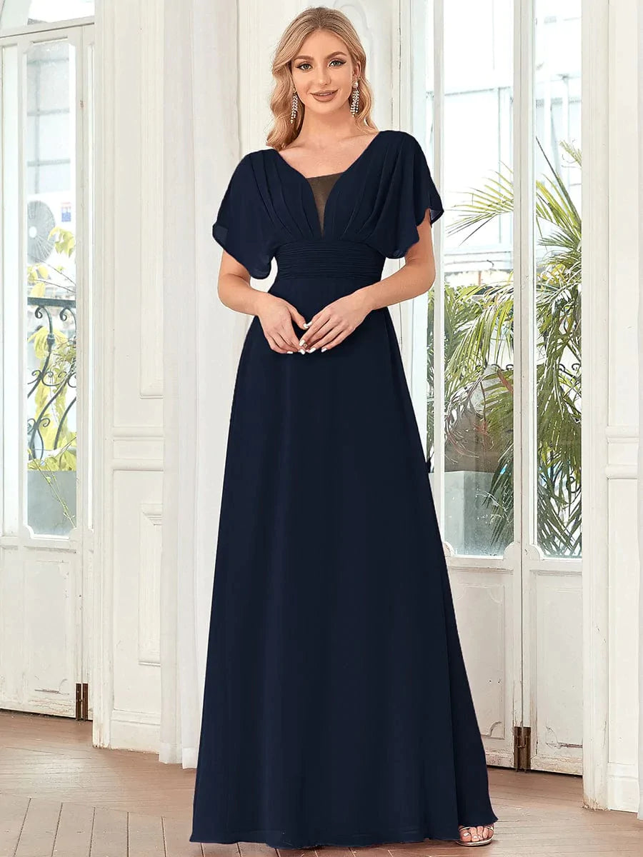 Größe Nach Maß Frauen A-Line Empire Taille Abendkleid 07851 #Farbe_Navy Blau