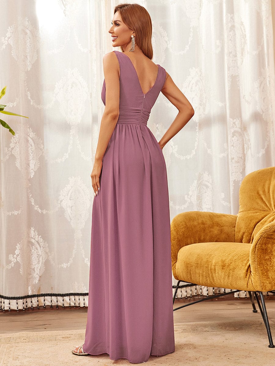 Größe Nach MaßDamen V-Ausschnitt Lange Chiffon Abendkleider Festkleider 09016 #farbe_Orchid