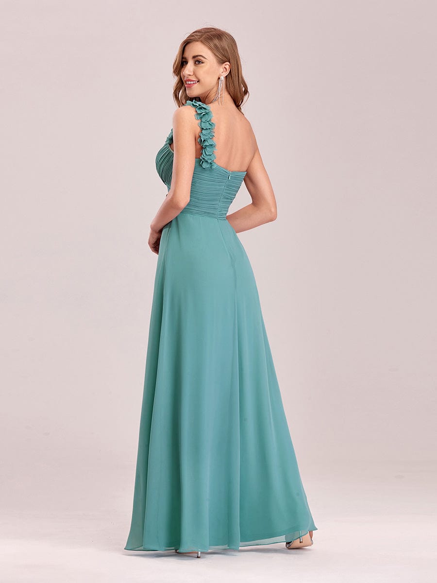 Größe Nach Maß Blumen One Shoulder Chiffon Maxi Abendkleider 09768 #farbe_Dusty Blau