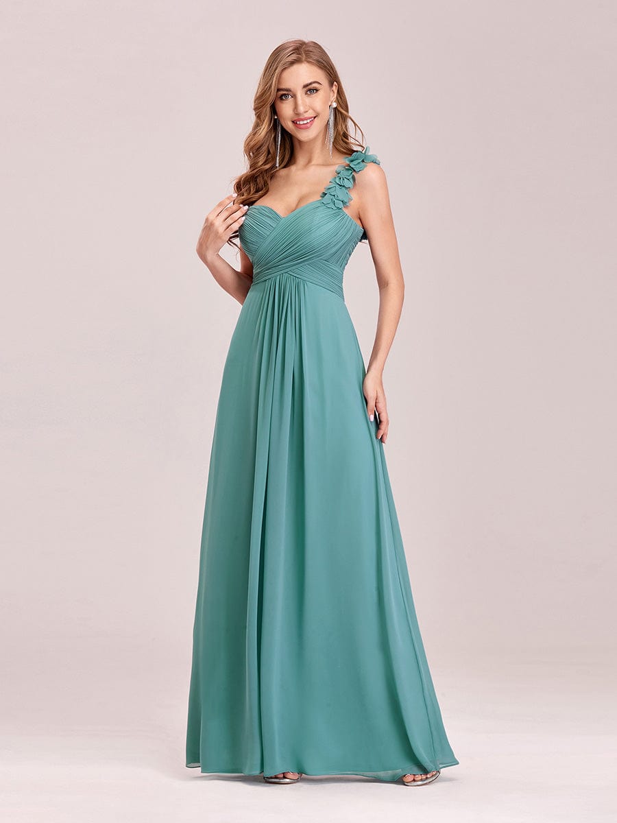 Größe Nach Maß Blumen One Shoulder Chiffon Maxi Abendkleider 09768 #farbe_Dusty Blau