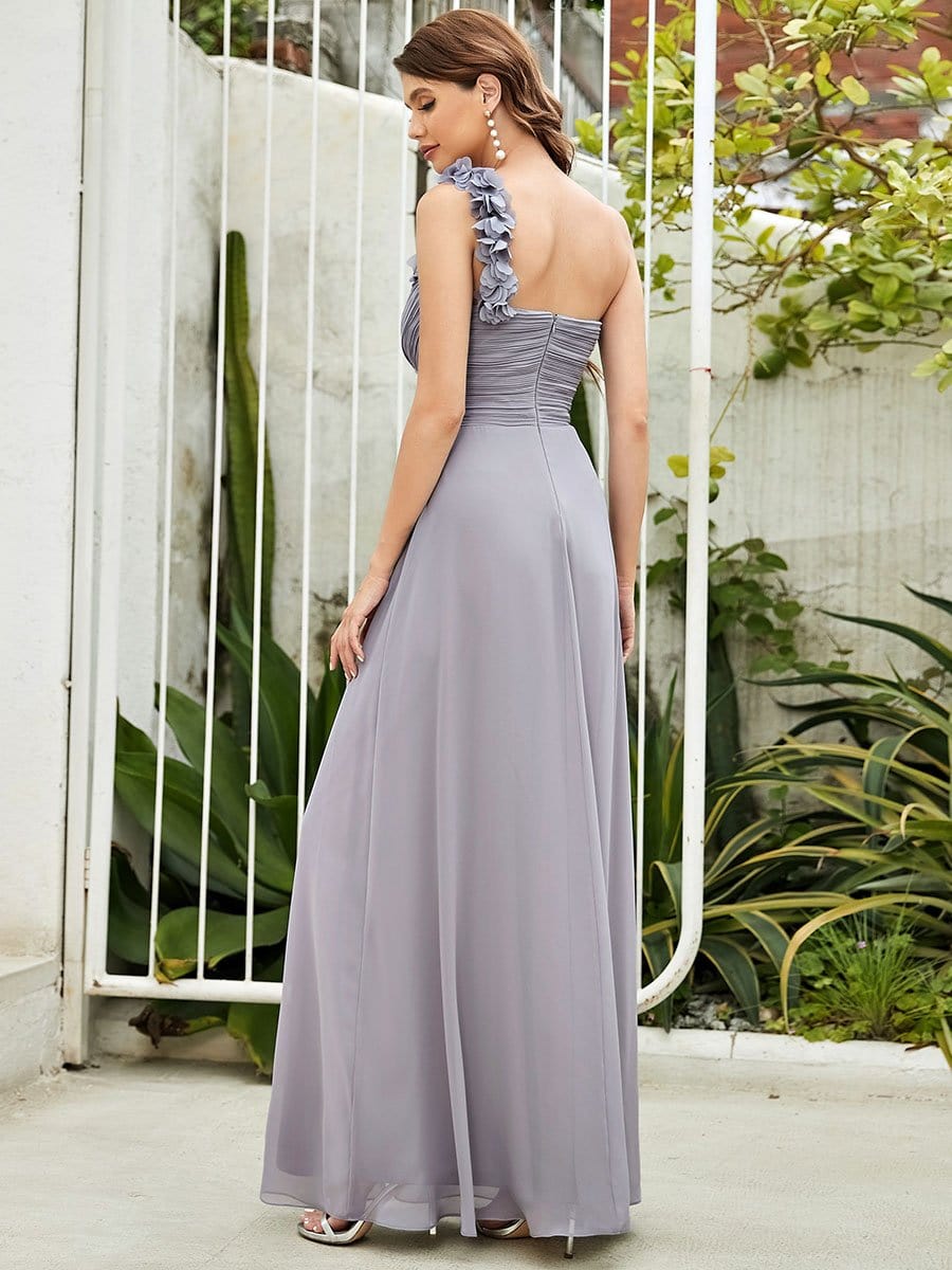 Größe Nach Maß Blumen One Shoulder Chiffon Maxi Abendkleider 09768 #farbe_Grau