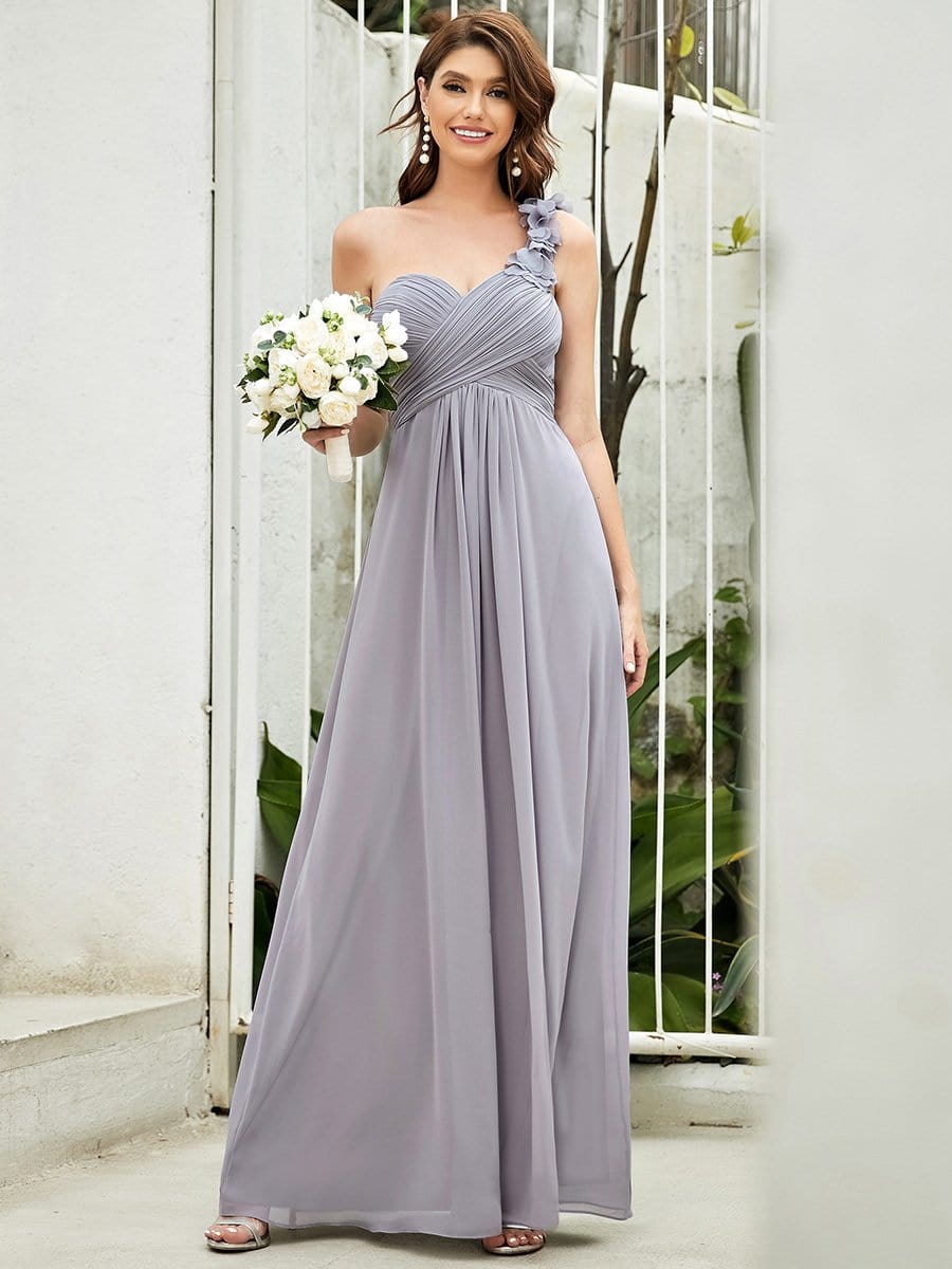 Größe Nach Maß Blumen One Shoulder Chiffon Maxi Abendkleider 09768 #farbe_Grau