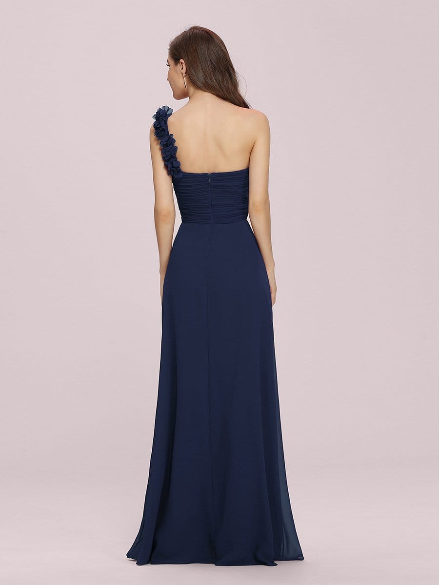 Größe Nach Maß Blumen One Shoulder Chiffon Maxi Abendkleider 09768 #farbe_Navy Blau