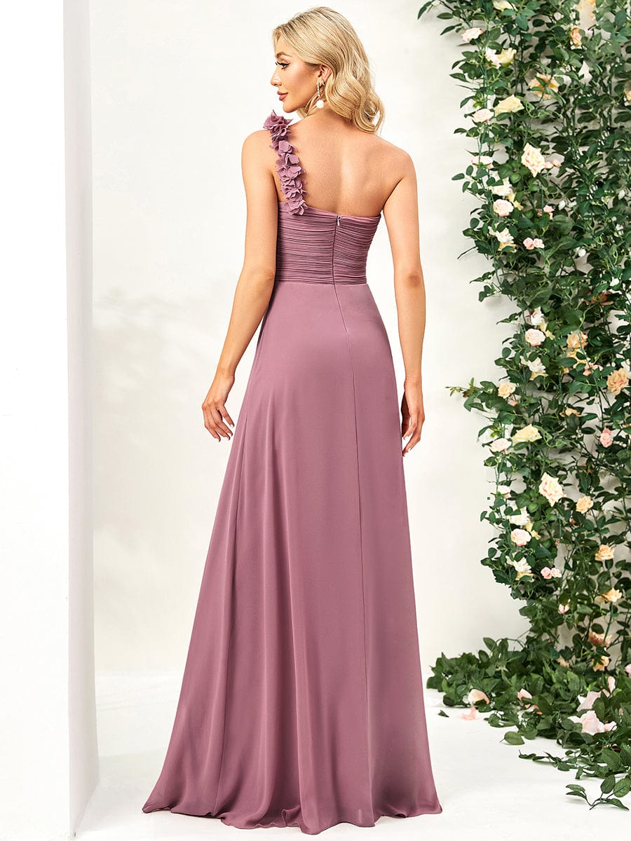 Größe Nach Maß Blumen One Shoulder Chiffon Maxi Abendkleider 09768 #farbe_Orchid