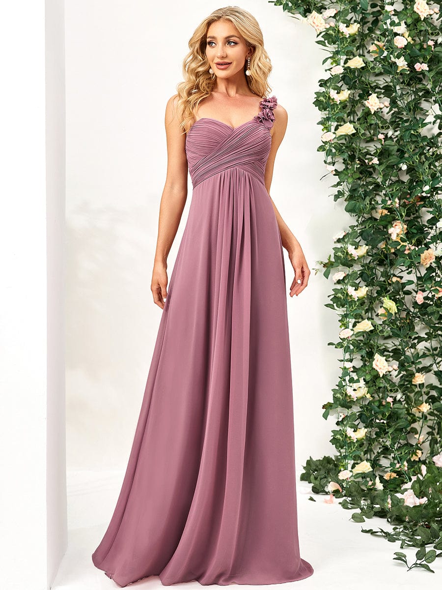 Größe Nach Maß Blumen One Shoulder Chiffon Maxi Abendkleider 09768 #farbe_Orchid